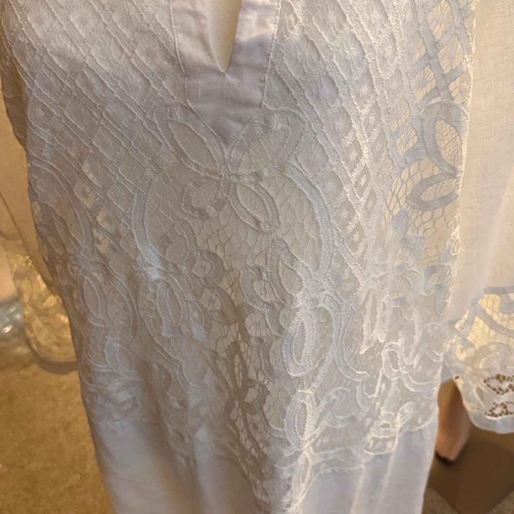 Chico's White Linen Lace Blouse - Picture 5 of 6